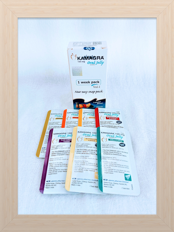 Kamagra Oral Jelly 1 week pack Contains with 7 assorted flavors.