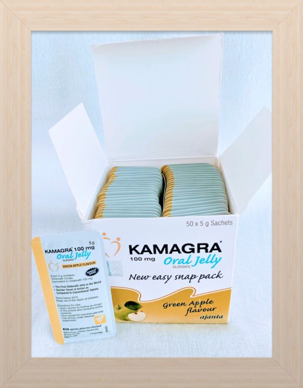 Kamagra Oral Jelly Green Apple flavor 50 gel box