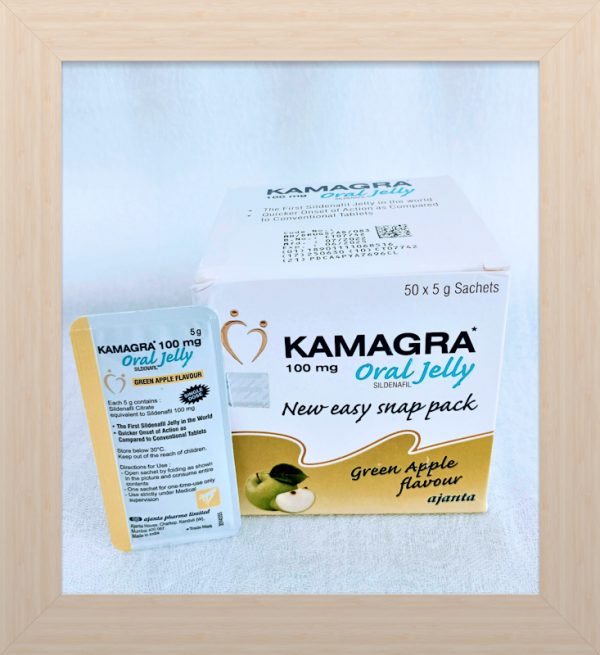 Kamagra Oral Jelly Green Apple flavor 50 gel box