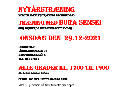 Nytårstræning, aflyst Nytårstræning, aflyst