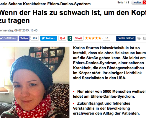 Screenshot des Focus-Artikel über mein Leben mit EDS