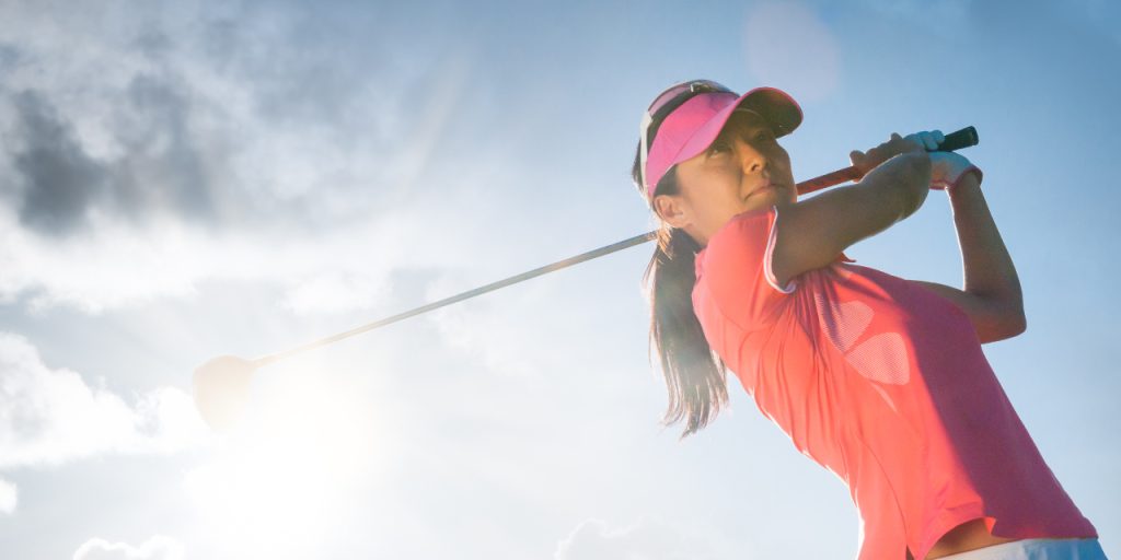 Kvinnlig deltagare under Karlstad golf festival