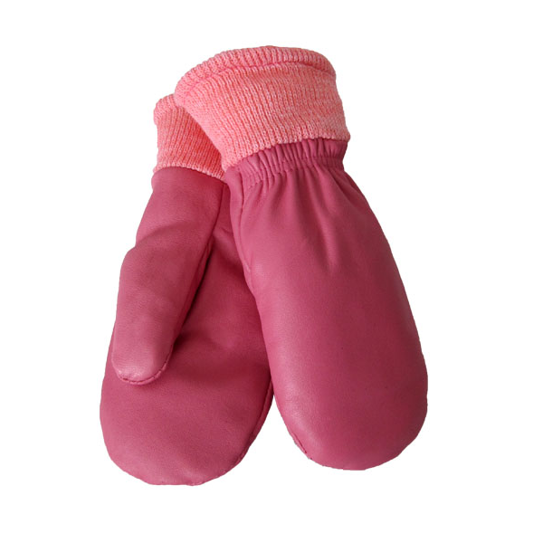 Lämpimät hanskat lapselle -Resorinahkarukkaset lapsille villavuorilla -  pinkki - Käsinetori - Kotimainen käsinevalmistaja