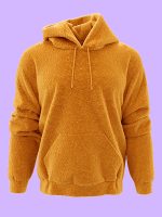 Ljusorange fleecehoodie i ull