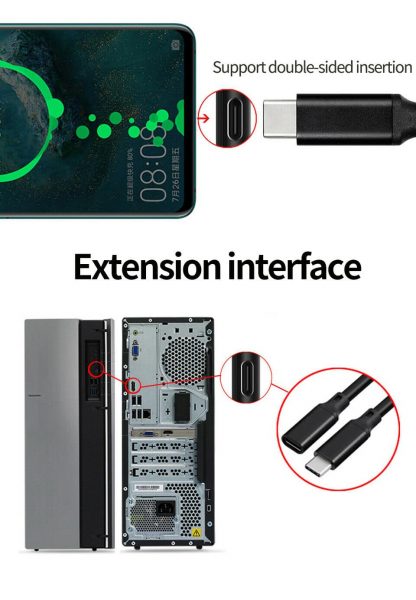 2M USB C Typ-C Generation 2 Stecker Buchse Verlängerung Data Kable Ladekabel – Bild 6