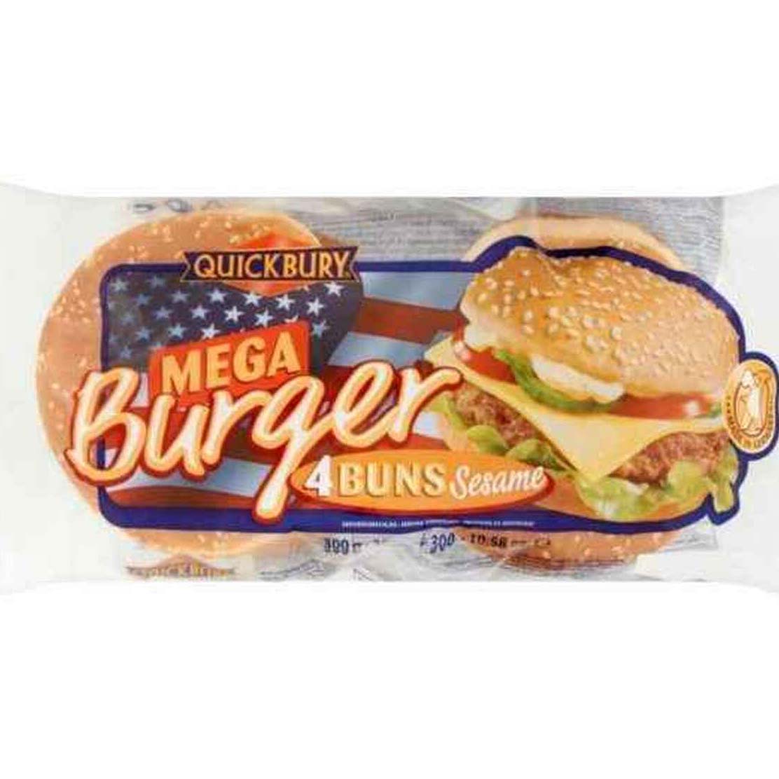 Quick Bury Mega Seasme Burger Buns 4pk