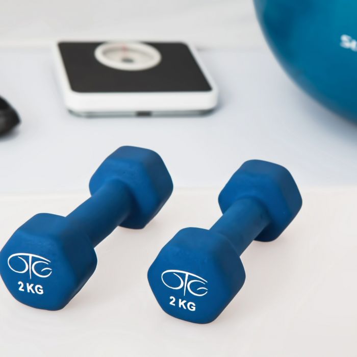 Blauwe dumbbells