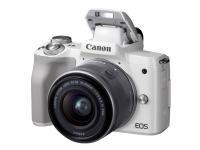 Canon EOS M50 - Digitalkamera - spegellöst - 24.1 MP - APS-C - 4 K / 25 fps - 3x optisk zoom EF-M 15 - 45 mm IS STM-lins - Wi-Fi, NFC, Bluetooth - vit