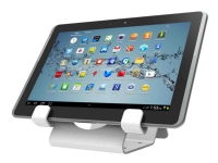 Compulocks Universal Tablet Holder Display Med Keyed Cable Lock - Stativ för surfplatta - låsbart - högglansaluminium - vit - ytmonterbar