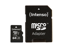 Intenso Premium - Flash-minneskort (microSDXC till SD-adapter inkluderad) - 64 GB - UHS Class 1 / Class10 - mikroSDXC UHS-I