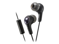 JVC HA-FX7M Gumy PLUS - Hörlurar med mikrofon - inuti örat - kabelansluten - 3,5 mm kontakt - ljudisolerande - svart