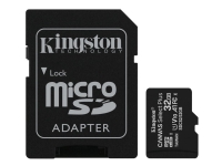 Kingston Canvas Select Plus - Flash-minneskort (adapter, microSDHC till SD inkluderad) - 32 GB - A1 / Video Class V10 / UHS Class 1 / Class10 - microSDHC UHS-I (paket om 3)