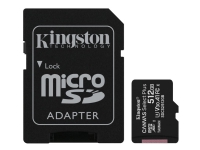 Kingston Canvas Select Plus - Flash-minneskort (microSDXC till SD-adapter inkluderad) - 512 GB - A1 / Video Class V30 / UHS Class 3 / Class10 - mikroSDXC UHS-I