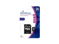 MediaRange - Flashminneskort (microSDHC till SD-adapter ingår) - 4 GB - Klass 10 - microSDHC - svart