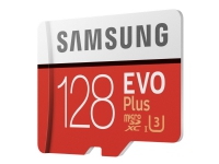Samsung EVO Plus MB-MC128HA - Flash-minneskort (microSDXC till SD-adapter inkluderad) - 128 GB - UHS-I U3 / Class10 - mikroSDXC UHS-I