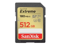 SanDisk Extreme - Flash-minneskort - 512 GB - Video Class V30 / UHS-I U3 / Class10 - mikroSDXC UHS-I