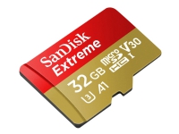 SanDisk Extreme - Flash-minneskort (adapter, microSDHC till SD inkluderad) - 32 GB - A1 / Video Class V30 / UHS-I U3 / Class10 - microSDHC UHS-I