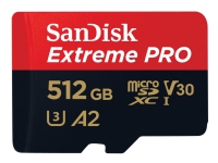 SanDisk Extreme Pro - Flash-minneskort - 512 GB - A2 / Video Class V30 / UHS-I U3 / Class10 - mikroSDXC UHS-I