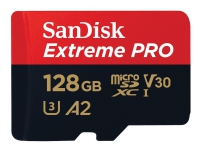 SanDisk Extreme Pro - Flash-minneskort (microSDXC till SD-adapter inkluderad) - 128 GB - A2 / Video Class V30 / UHS-I U3 / Class10 - mikroSDXC UHS-I