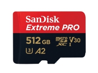 Sandisk Extreme Pro, 512 GB, MicroSDXC, Klass 10, UHS-I, 170 MB/s, 90 MB/s