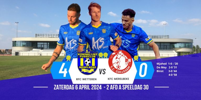 KFC Merelbeke trakteert supporters op weergaloze wedstrijd tegen FC Gullegem (4-0).