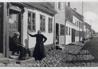 Parti fra Fiskergade i Kerteminde. Gammelt udateret postkort.Fra Karsten Holm Jensens samling.