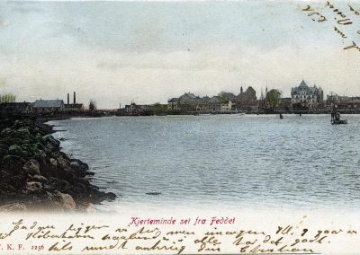 Postkort Kerteminde havnen set fra Feddet