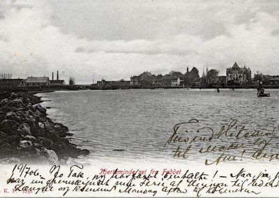 Postkort Kerteminde havnen set fra Feddet