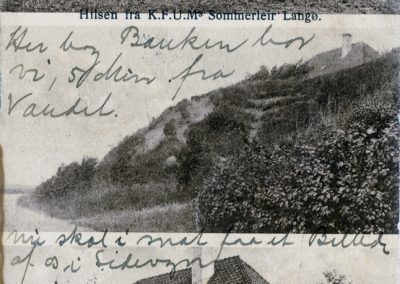 Gammelt postkort fra KFUMs sommerlejr på Langø ved Fynshoved i Kerteminde