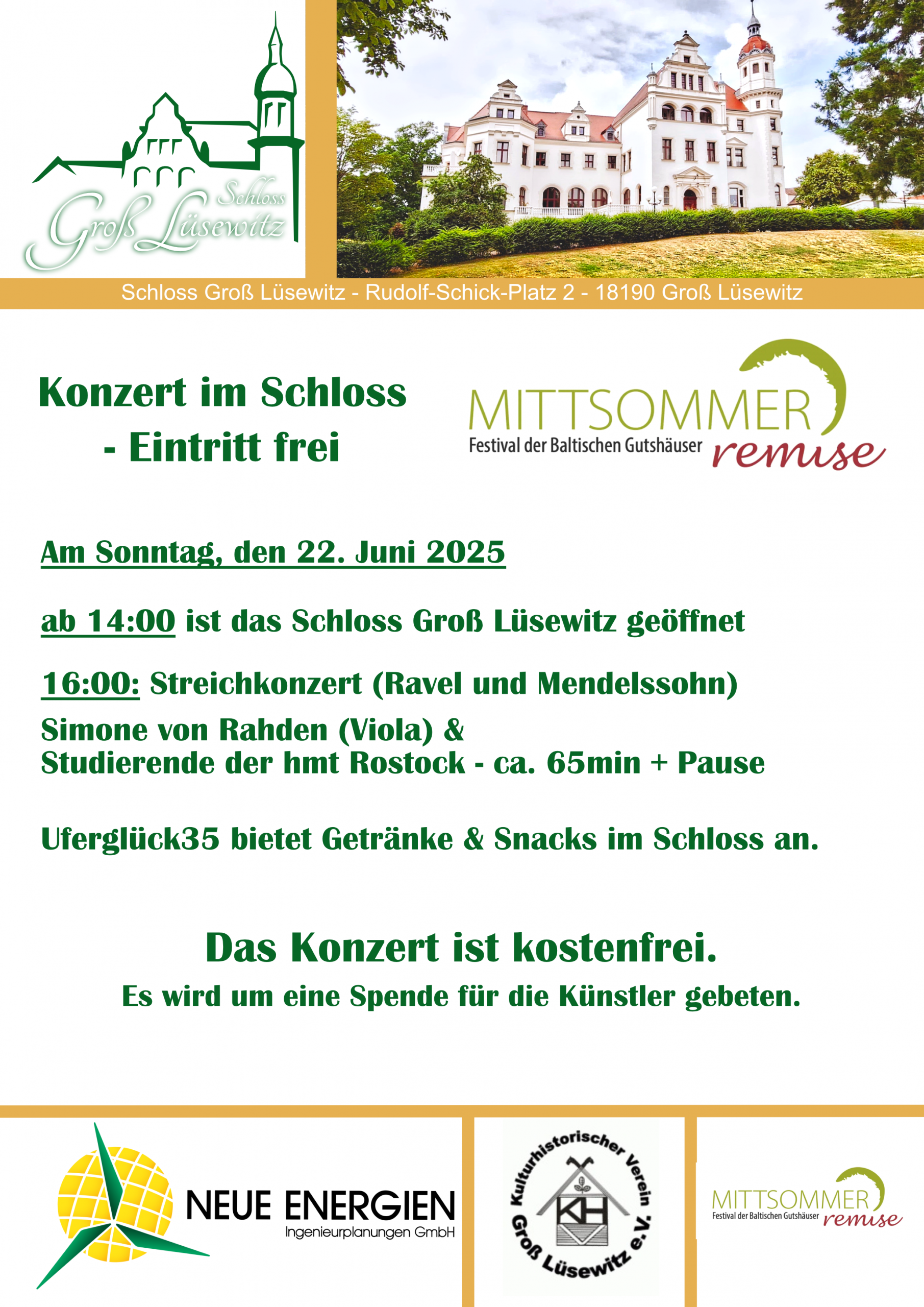 Du betrachtest gerade Mittsommerremise Schloss Groß Lüsewitz