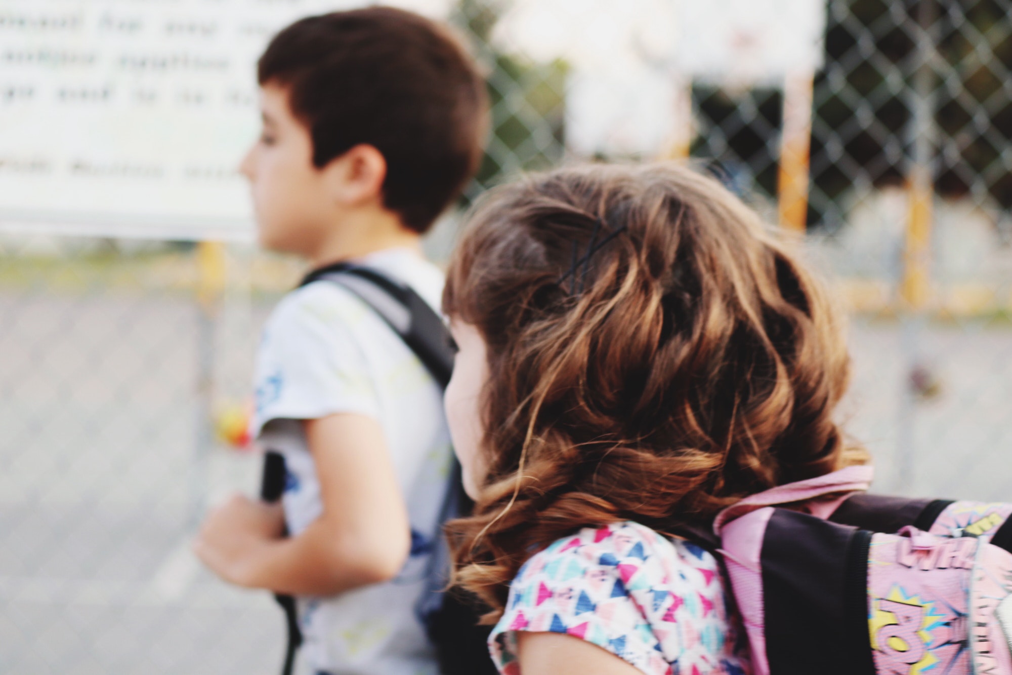 Kids arriving at school.