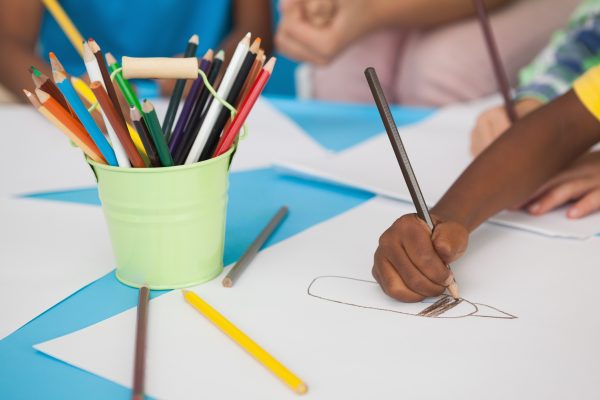 Children doing arts and crafts in a playschool