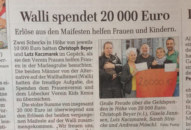 LÃ¼becker Nachrichten - ErlÃ¶se aus dem Maifest helfen Frauen und Kindern. 