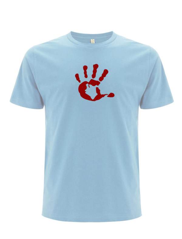 Produktbild Shirt Men unisex AQUA mit dunkelroter Hand