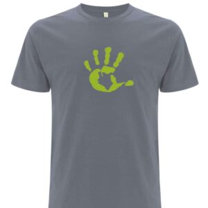 Produktbild Shirt Men unisex LIGHT CHARCOL mit apfelgrüner Hand