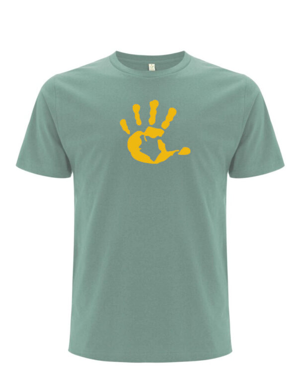 Produktbild Shirt unisex SAGE mit senfgelber Hand