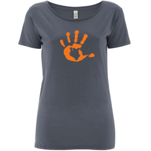 Produktbild Shirt Damen tailliert LIGHT CHARCOAL mit oranger Hand
