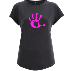 Produktbild Shirt Damen tailliert INK GREY mit pinke Hand