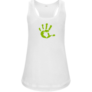 Produktbild TankTop weiß mit apfelgrüner Hand