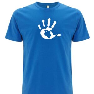 Produktbild Shirt Men unisex BRIGHTBLUE mit weisser Hand