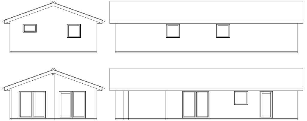 Facader: Moderne 90 kvm med overdækket, to værelser og entre i facade