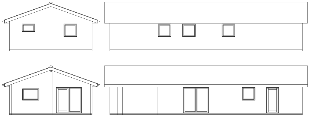 Facader: Moderne 100 kvm med overdækket, fire værelser og entre i facade