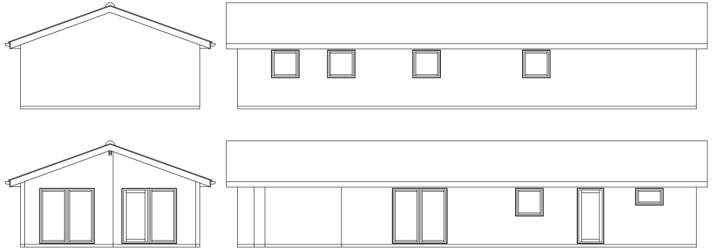 Facader: Moderne 110 kvm med overdækket, tre værelser og entre i facade