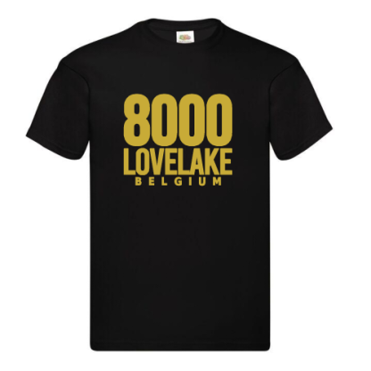 TSHIRT GOLD ON BLACK 8000 LOVELAKE