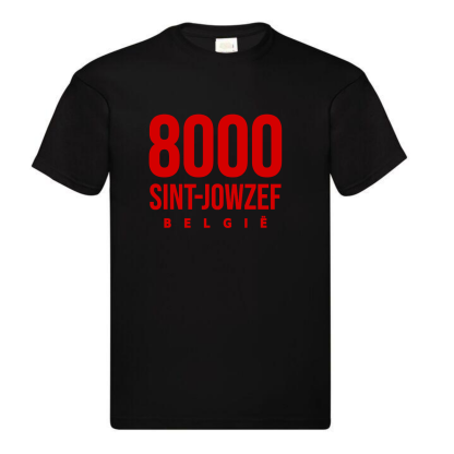 TSHIRT RED ON BLACK 8000 SINT JOWZEF