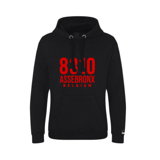 hoodie 8310 Assebronx front red on black