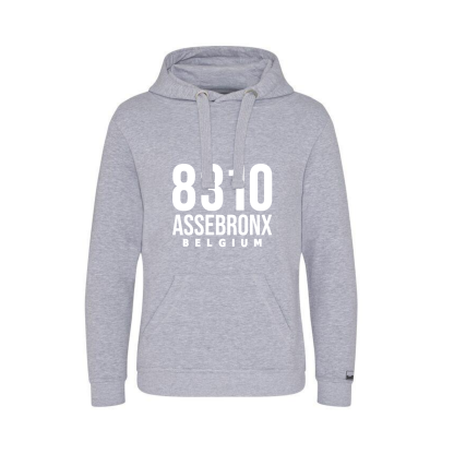 HOODIE FRONT WHITE ON GREY 8310 ASSEBRONX
