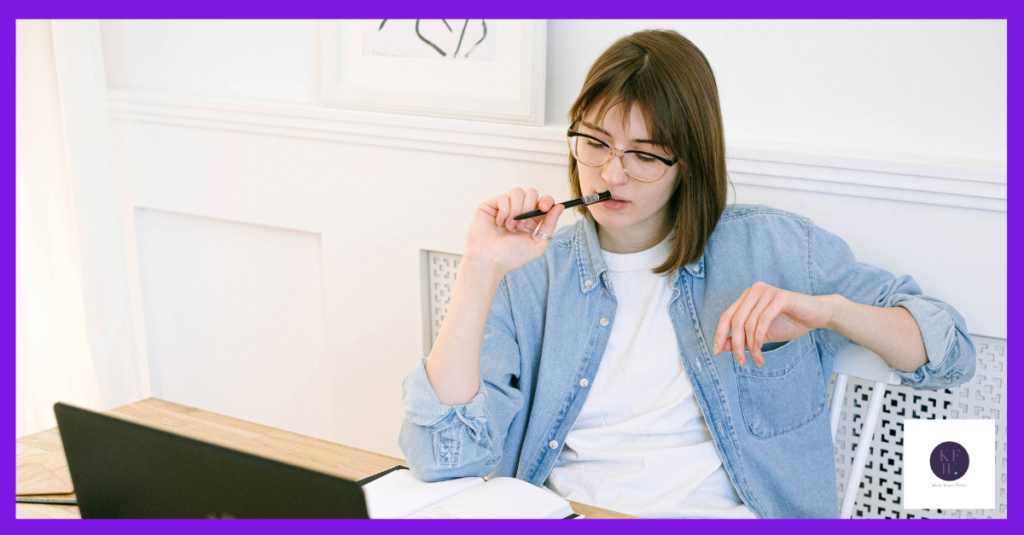 Woman working on her blog to find new customers