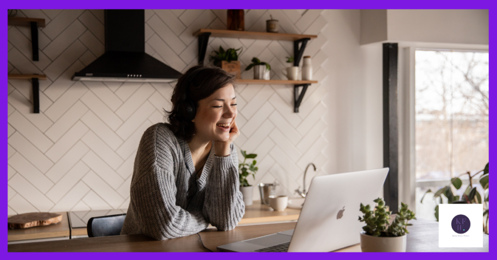 A woman enjoying great marketing content.