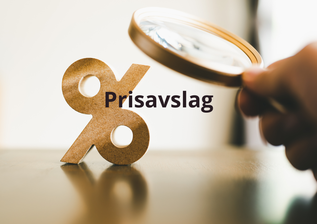 Bilde med teksten "prisavslag"